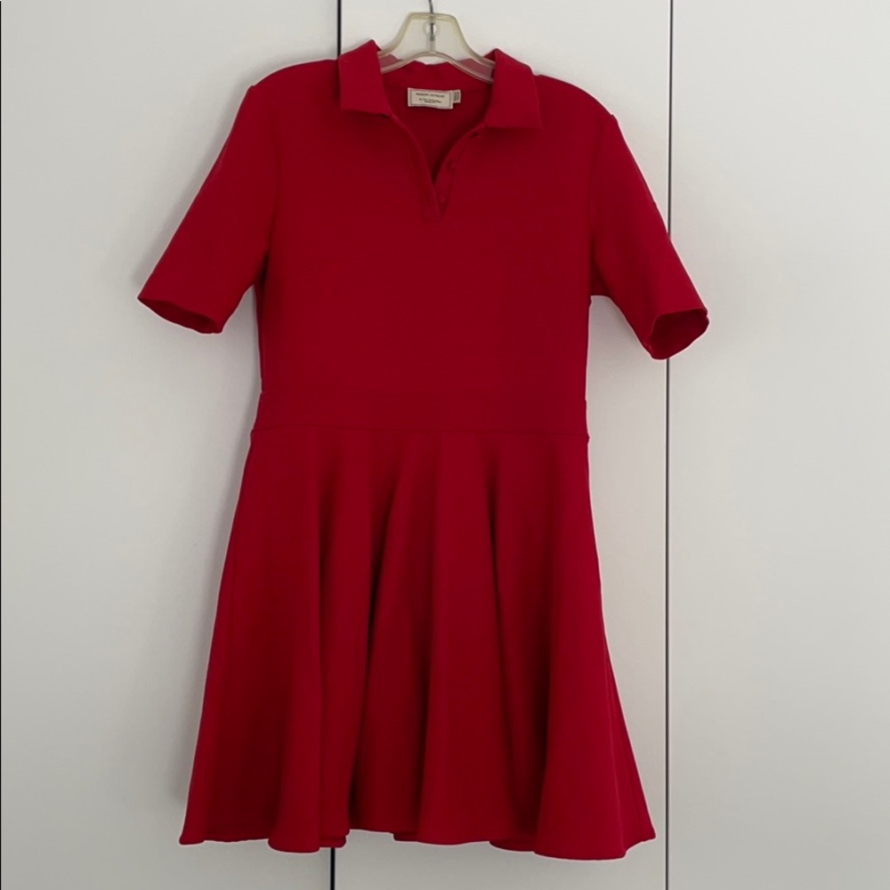 Maison Kitsune Red Collared Dress